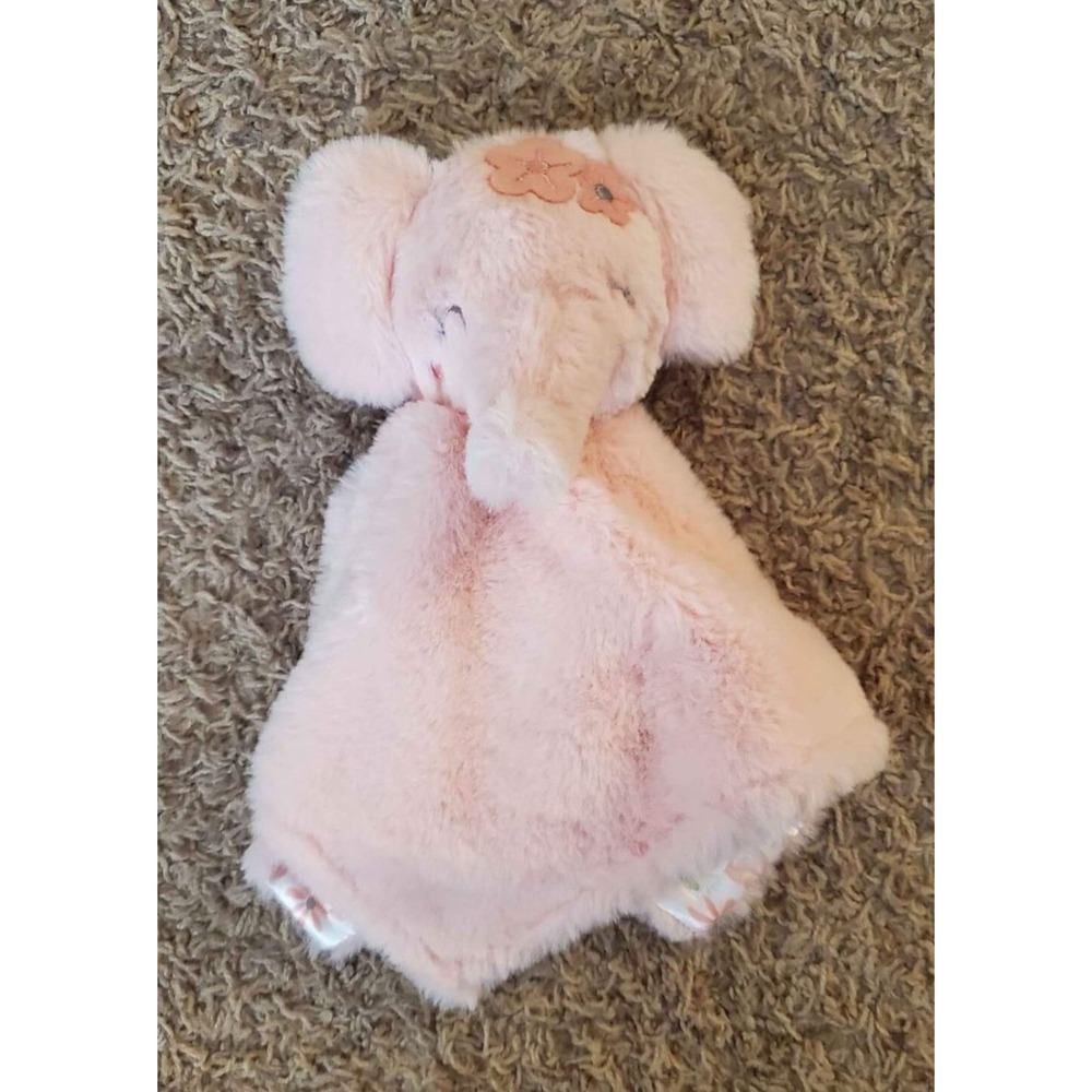 Parents Choice Baby Elephant Lovey Security Blanket Pink Plush Floral‎ Satin Toy